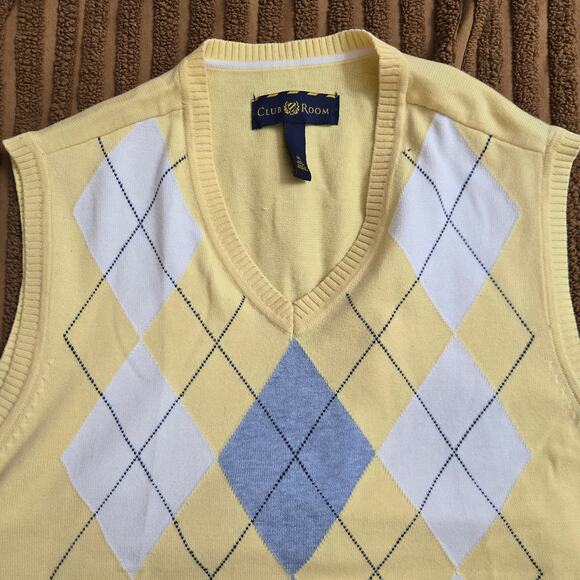 Club Room Men Vtg Y2K Preppy Estate Ivy League Golf Argyle V Neck Sweater Vest M - Picture 2 of 9